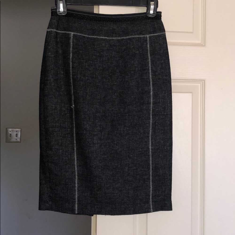 Linen and cotton knee length pencil skirt